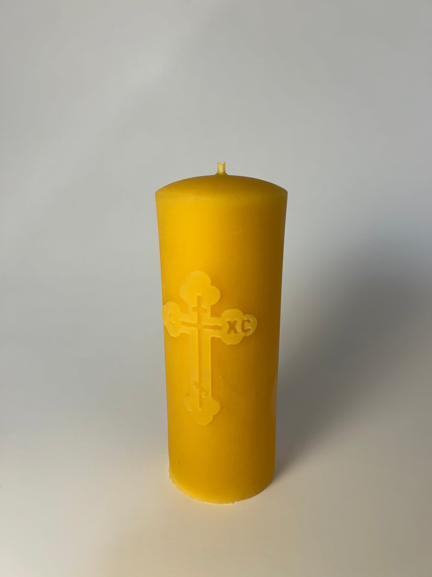 100% USA Beeswax Pillar Candle | Catholic Cross Design | 3 sizes