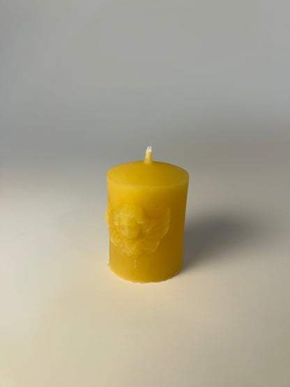 100% USA Beeswax Votive Candle | 5-Hour Burn | Catholic Angel Design
