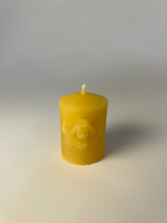 100% USA Beeswax Votive Candle | 5-Hour Burn | Catholic Angel Design